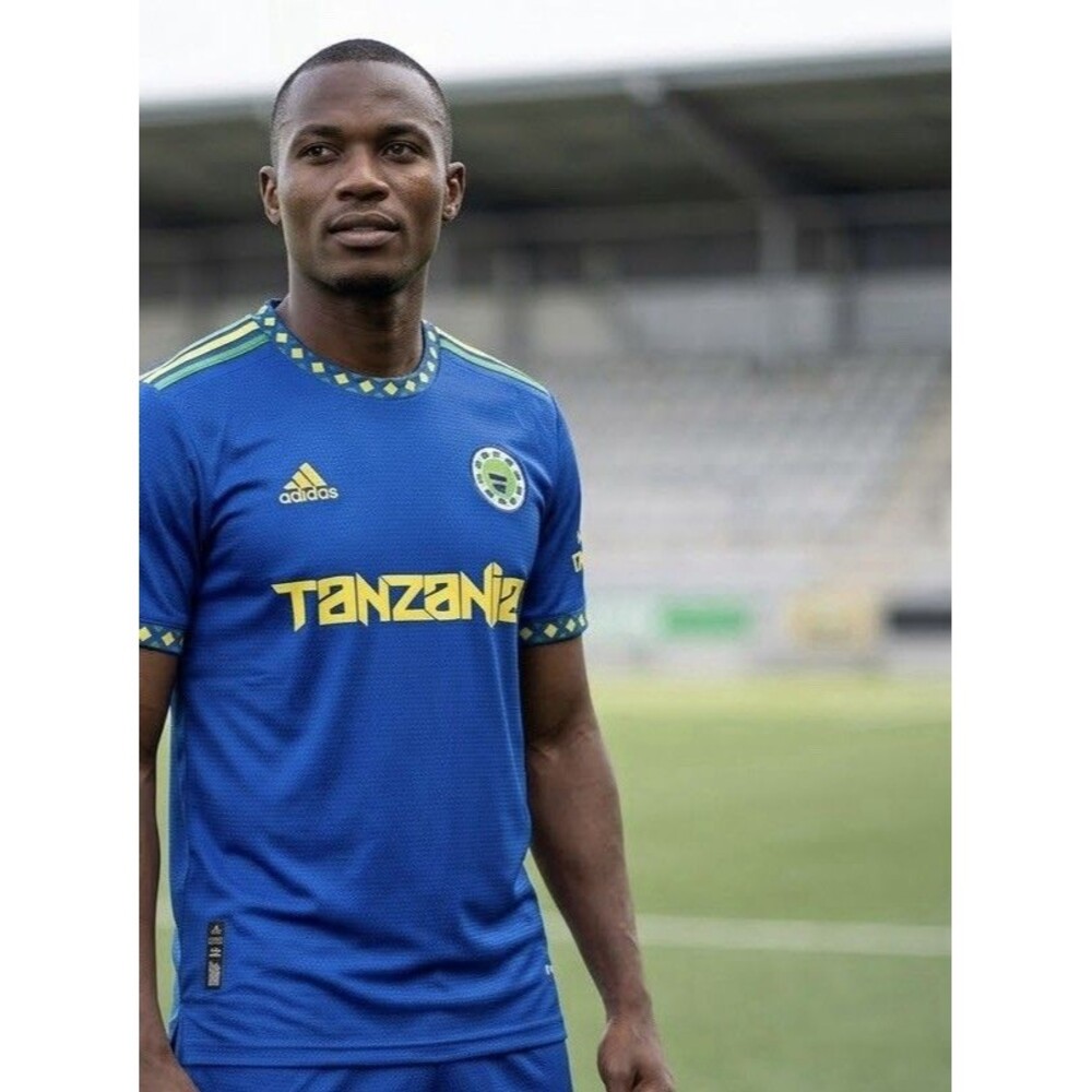 adidas Tanzania National Soccer Jersey Visit Tanzania Blue Yellow Mens 2XL